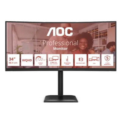 CU34E4CV 34" böjd skärm | WQHD, 120Hz, USB-C Docking, 90W PD