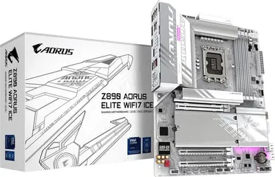 GIGABYTE Z890 AORUS ELITE WIFI7 ICE Moderkort - Intel Z890 - Intel LGA1851 socket - DDR5 RAM - ATX