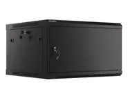 RACK CABINET 19" WALL-MOUNT 6U/600X600 (FLAT PACK) WITH METAL DOOR BLACK