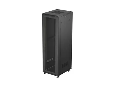 RACK CABINET 19" FREE-STANDING 42U/600X800 (FLAT PACK) WITH MESH DOOR BLACK