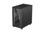 RACK CABINET 19" FREE-STANDING 22U/600X1000 (FLAT PACK) WITH GLASS DOOR BLACK