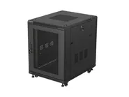 RACK CABINET 19" FREE-STANDING 15U/600X800 (FLAT PACK) WITH MESH DOOR BLACK
