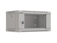 RACK CABINET 19" WALL-MOUNT 4U/540X350 (FLAT PACK) WITH GLASS DOOR GREY