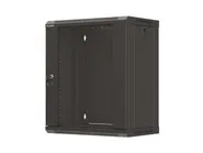 RACK CABINET 19" WALL-MOUNT 12U/540X350 (FLAT PACK) WITH GLASS DOOR BLACK