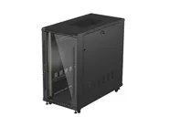 RACK CABINET 19" FREE-STANDING 22U/600X1200 (FLAT PACK) WITH GLASS DOOR BLACK