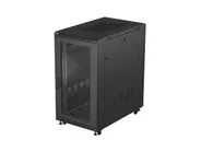 RACK CABINET 19" FREE-STANDING 22U/600X1000 (FLAT PACK) WITH MESH DOOR BLACK