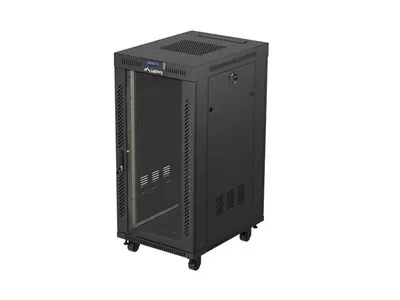 RACK CABINET 19" FREE-STANDING 24U/600X800 (FLAT PACK) WITH GLASS DOOR LCD BLACK V2