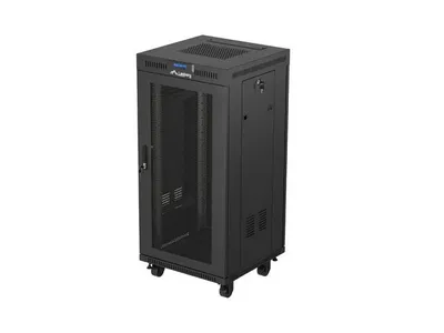 RACK CABINET 19" FREE-STANDING 24U/600X600 (FLAT PACK) WITH MESH DOOR LCD BLACK V2