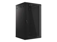 RACK CABINET 19" WALL-MOUNT 22U/600X600 (FLAT PACK) WITH GLASS DOOR BLACK V2