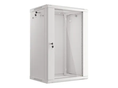 RACK CABINET 19" WALL-MOUNT 18U/600X450 (FLAT PACK) WITH GLASS DOOR GREY V2