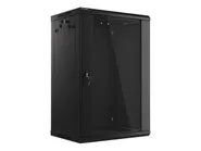 RACK CABINET 19" WALL-MOUNT 18U/600X450 (FLAT PACK) WITH GLASS DOOR BLACK V2