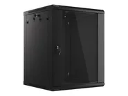 RACK CABINET 19" WALL-MOUNT 15U/600X600 (FLAT PACK) WITH GLASS DOOR BLACK V2