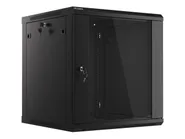 RACK CABINET 19" WALL-MOUNT 12U/600X600 (FLAT PACK) WITH GLASS DOOR BLACK V2