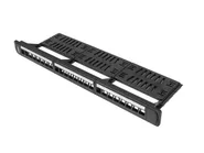 PATCH PANEL BLANK 24 PORT 1U WITH ORGANIZER FOR KEYSTONE MODULES BLACK