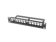 PATCH PANEL BLANK 12 PORT 1U WITH ORGANIZER FOR KEYSTONE MODULES BLACK