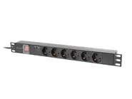 POWER DISTRIBUTION UNIT (PDU) 19" 1U 16A 2M 6X SCHUKO OUTLETS BLACK