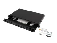 RACKMOUNT 19" 1U FIBER PATCH PANEL 12XSC DUPLEX / 12XLC QUAD BLACK + ACCESSORIES