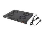 19" FAN UNIT / VENTILATION PANEL WITH LCD 4 FANS + THERMOSTAT 230V BLACK