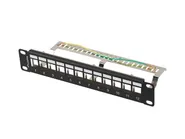 PATCH PANEL BLANK 12 PORT 1U 10" FTP FOR KEYSTONE MODULES BLACK V2