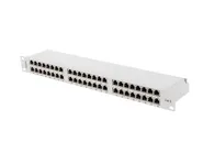 PATCH PANEL 48 PORT 1U 19" CAT.6 FTP WITH CABLE ORGANIZER SHIELDED GREY
