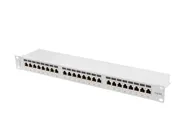 PATCH PANEL 24 PORT 1U 19" CAT.6A FTP WITH CABLE ORGANIZER SHIELDED GREY