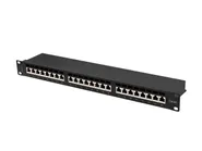 PATCH PANEL 24 PORT 1U 19" CAT.6A FTP WITH CABLE ORGANIZER SHIELDED BLACK
