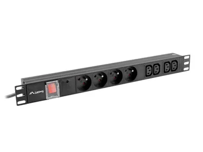 POWER DISTRIBUTION UNIT (PDU) 19" 1U 10A 2M 4X FRENCH OUTLETS 4X IEC C13 OUTLETS BLACK C14