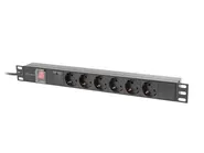 POWER DISTRIBUTION UNIT (PDU) 19" 1U 10A 2M 6X SCHUKO OUTLETS BLACK C14