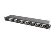 PATCH PANEL 24 PORT 1U 19" CAT.5E FTP WITH CABLE ORGANIZER SHIELDED BLACK