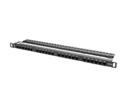 PATCH PANEL 24 PORT 0.5U 19" CAT.5E UTP WITH CABLE ORGANIZER BLACK