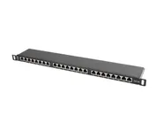 PATCH PANEL 24 PORT 0.5U 19" CAT.5E FTP WITH CABLE ORGANIZER SHIELDED BLACK