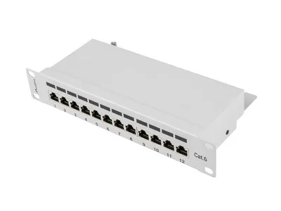 PATCH PANEL 12PORT 1U 10" CAT.6 FTP WITH CABLE ORGANIZER SHIELDED GREY