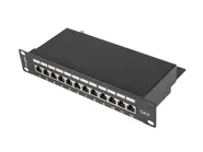 PATCH PANEL 12PORT 1U 10" CAT.6 FTP WITH CABLE ORGANIZER SHIELDED BLACK