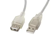 USB-A M/F 2.0 CABLE 5M TRANSPARENT FERRITE