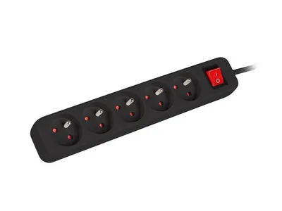 POWER STRIP 3M 5X FRENCH OUTLETS WITH SWITCH QUALITY-GRADE COPPER CABLE BLACK