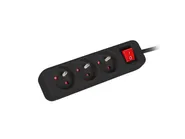 POWER STRIP 3M 3X FRENCH OUTLETS WITH SWITCH QUALITY-GRADE COPPER CABLE BLACK