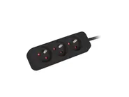 POWER STRIP 3M 3X FRENCH OUTLETS QUALITY-GRADE COPPER CABLE BLACK