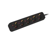 POWER STRIP 1.5M 5X SCHUKO OUTLETS QUALITY-GRADE COPPER CABLE BLACK