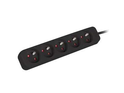 POWER STRIP 1.5M 5X FRENCH OUTLETS QUALITY-GRADE COPPER CABLE BLACK