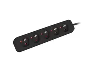 POWER STRIP 1.5M 5X FRENCH OUTLETS QUALITY-GRADE COPPER CABLE BLACK