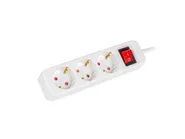POWER STRIP 1.5M 3X SCHUKO OUTLETS WITH SWITCH QUALITY-GRADE COPPER CABLE WHITE