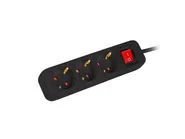 POWER STRIP 1.5M 3X SCHUKO OUTLETS WITH SWITCH QUALITY-GRADE COPPER CABLE BLACK