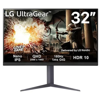 32" UltraGear™ QHD IPS-spelskärm | 180 Hz uppdateringsfrekvens | DisplayHDR 400